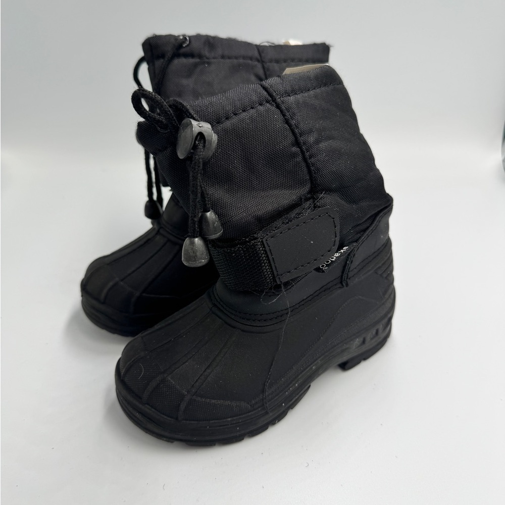Toddler Boy Girl Size 6 Black Winter Snow Boots Shoes with Drawstring Closure